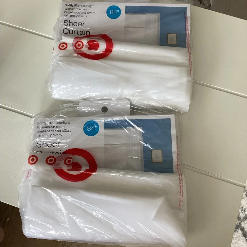 NEW! Set of 2 Sheer White Curtains 60”x84”